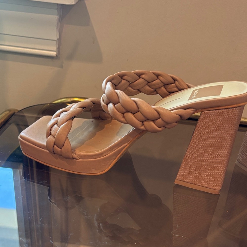 Dolce Vita Braided Double-Strap Block Heel Sandals - Beige - Picture 2 of 8